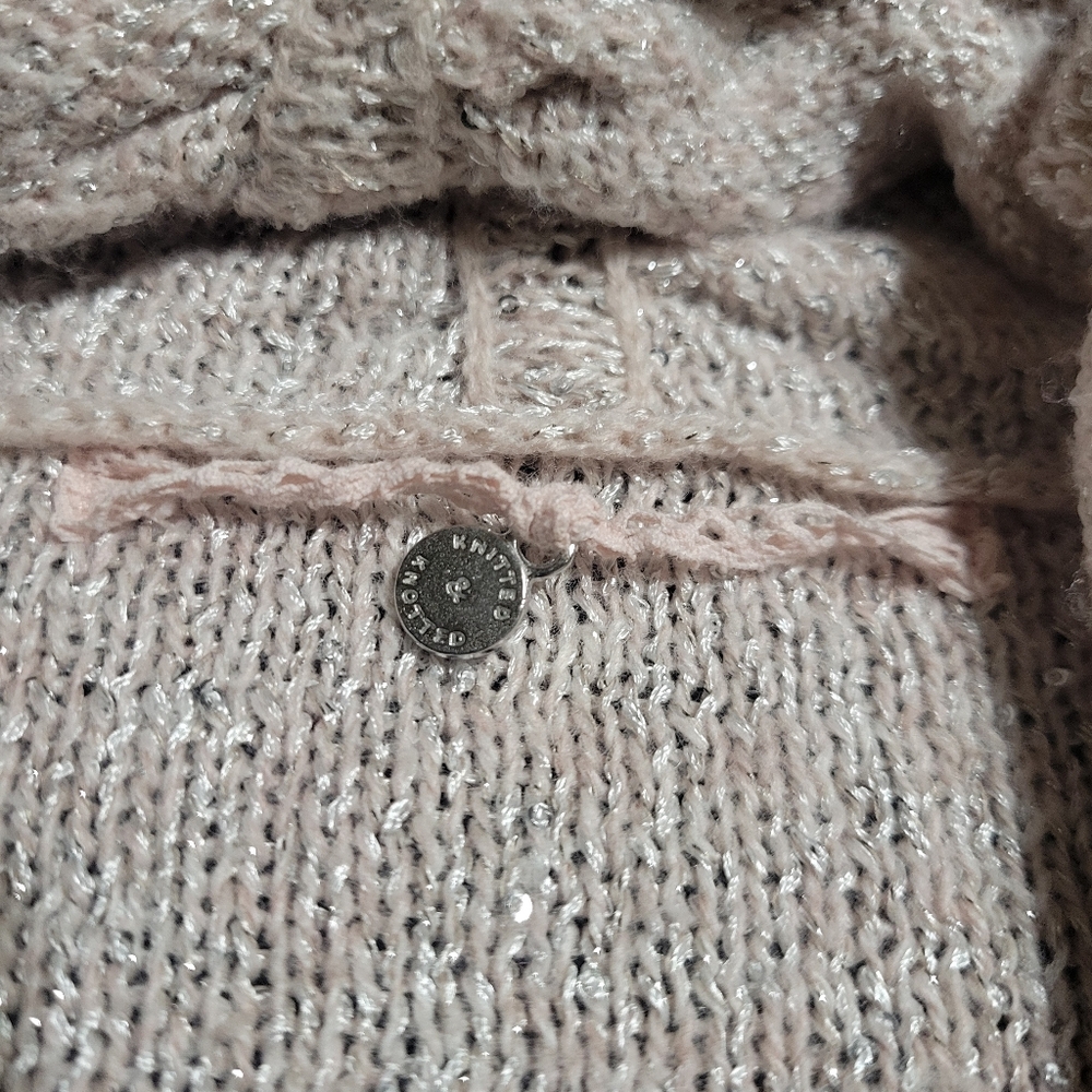 Anthropologie Knitted & Knotted Sparkling Silver Cardigan✨️✨️- Medium - Picture 2 of 7